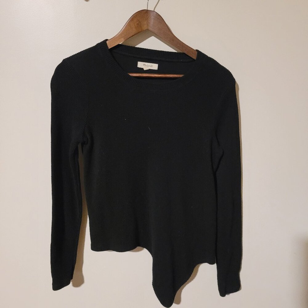 Madewell Ribbed Asymmetrical Hem Crew Neck Top SZ S